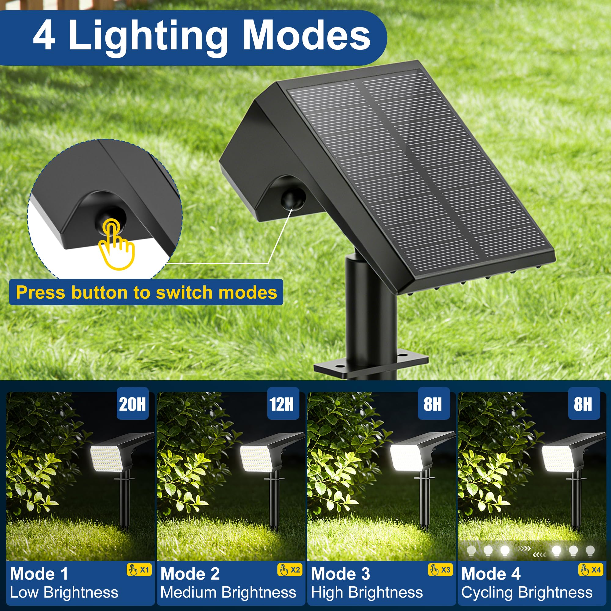 LANSOW solar landscape light ground stake enables easy lawn installation along paths.