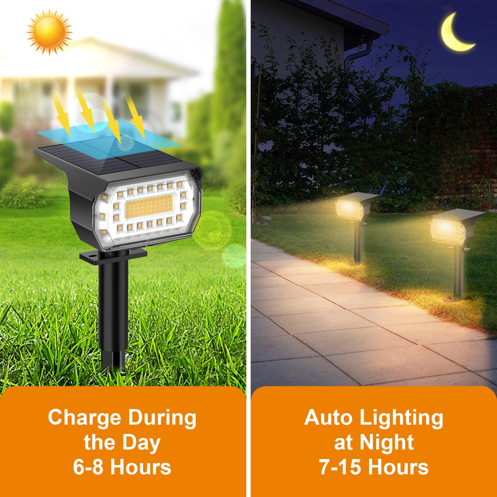 LANSOW warm white 3000K light with wide beam for yards and gardens.