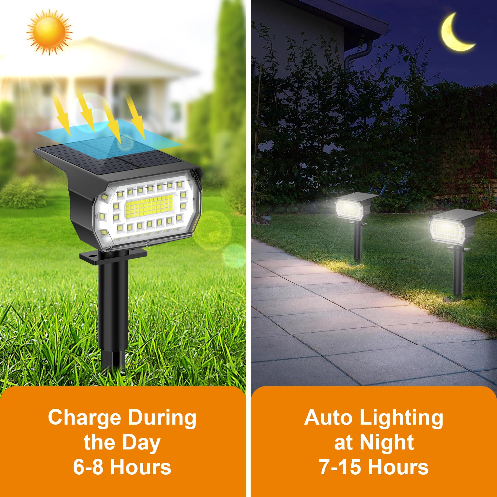 LANSOW spotlight by yard and deck brightens outdoor entertaining areas at night.