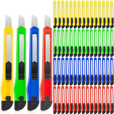 Lanties box cutter bulk pack in four colors ready for office or home tasks.