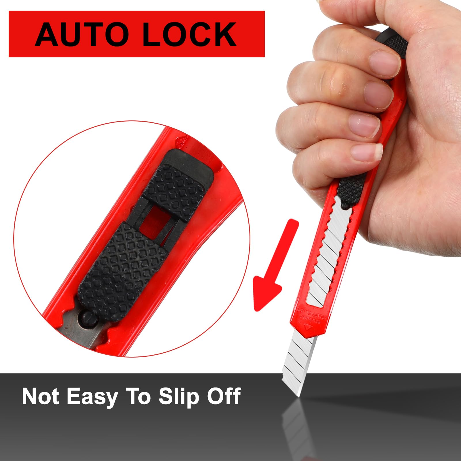 Lanties multicolor box cutters shown in hand, lightweight ABS shell for comfortable daily use.