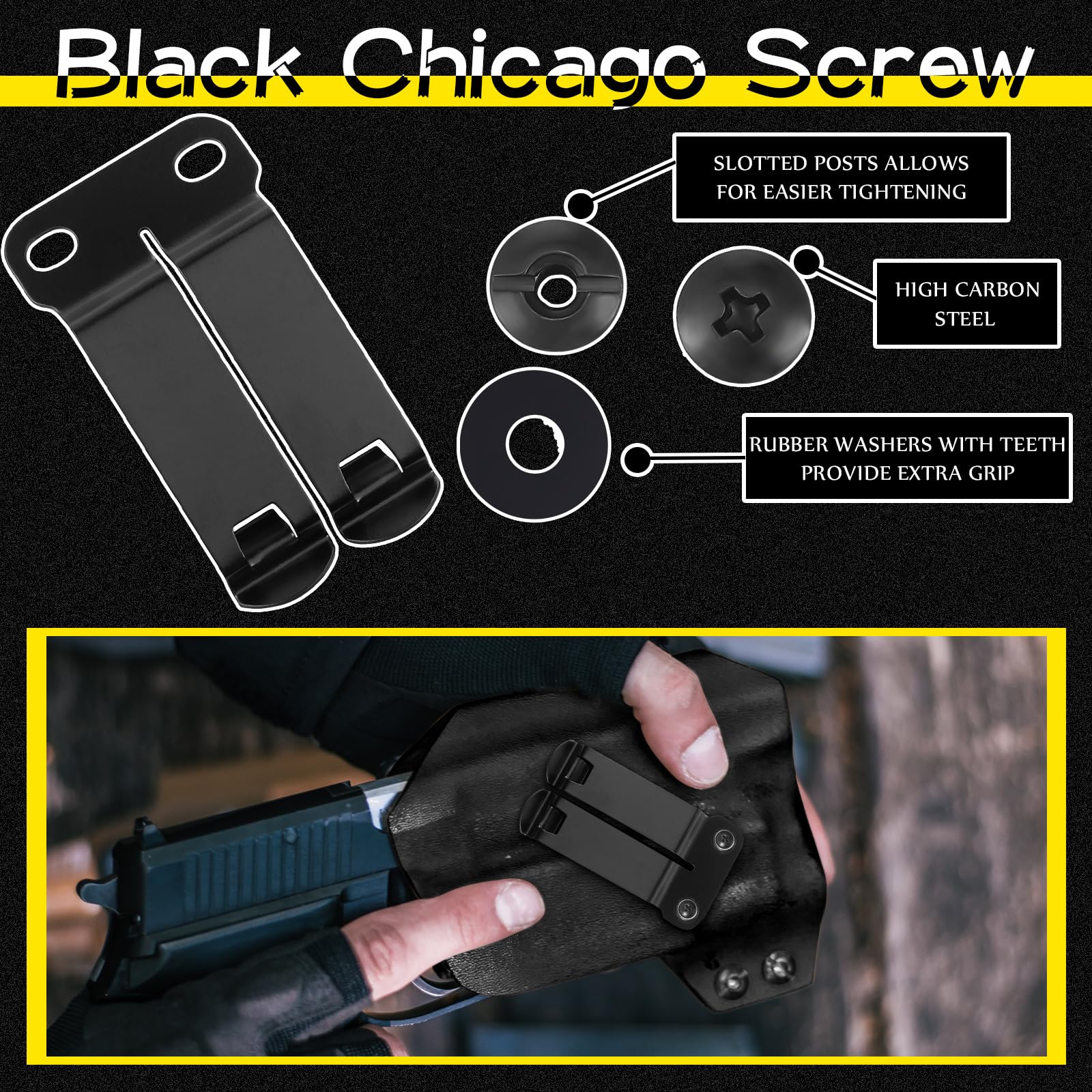 Lanties open-slotted fasteners for versatile holster assembly