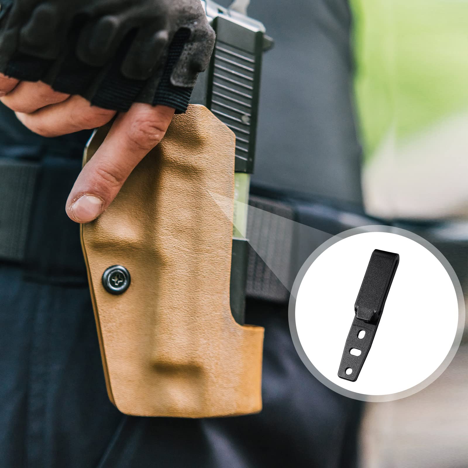 Lanties packaging shows 8 holster attachments and hardware.