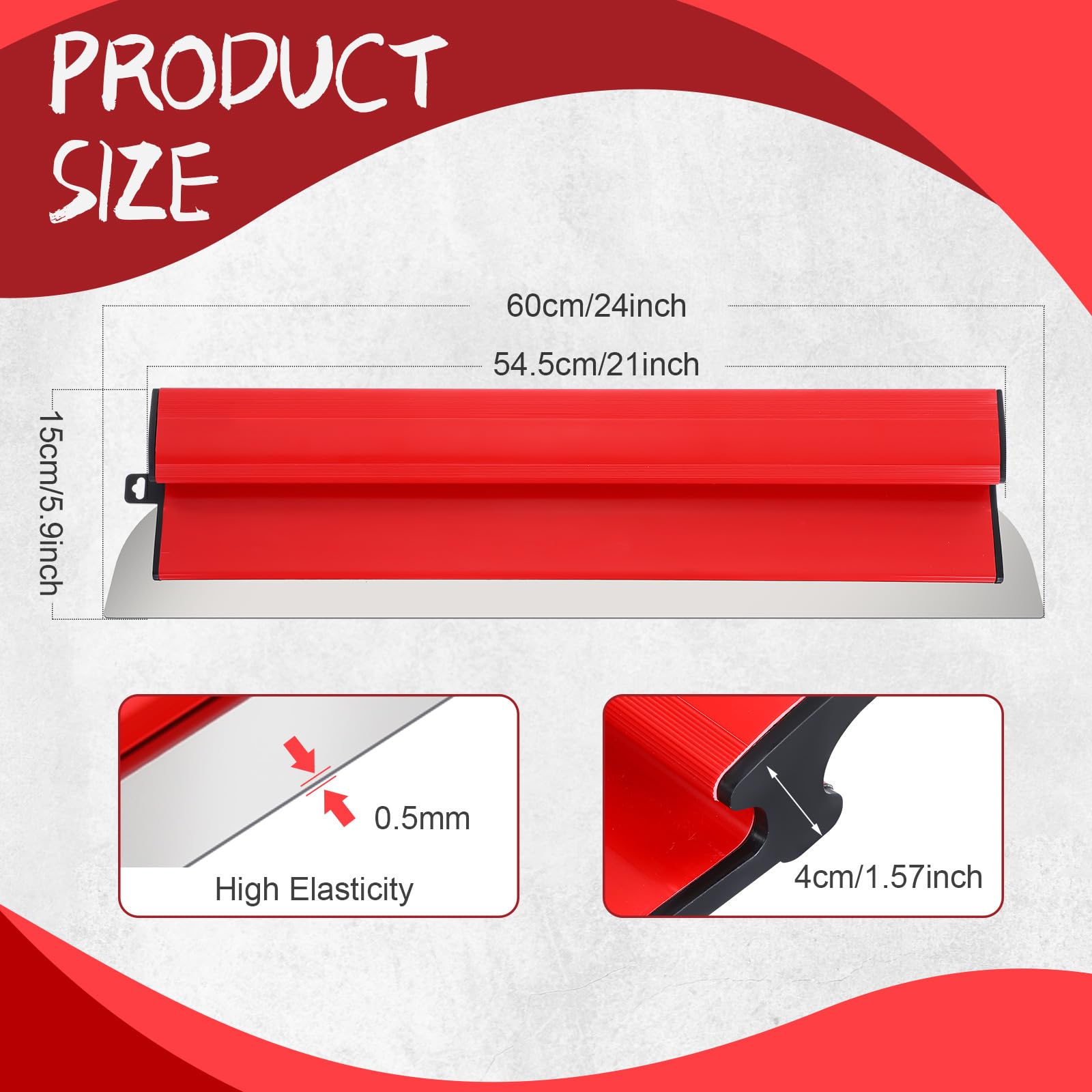 Lanties replaceable stainless steel blade for durable drywall smoothing.