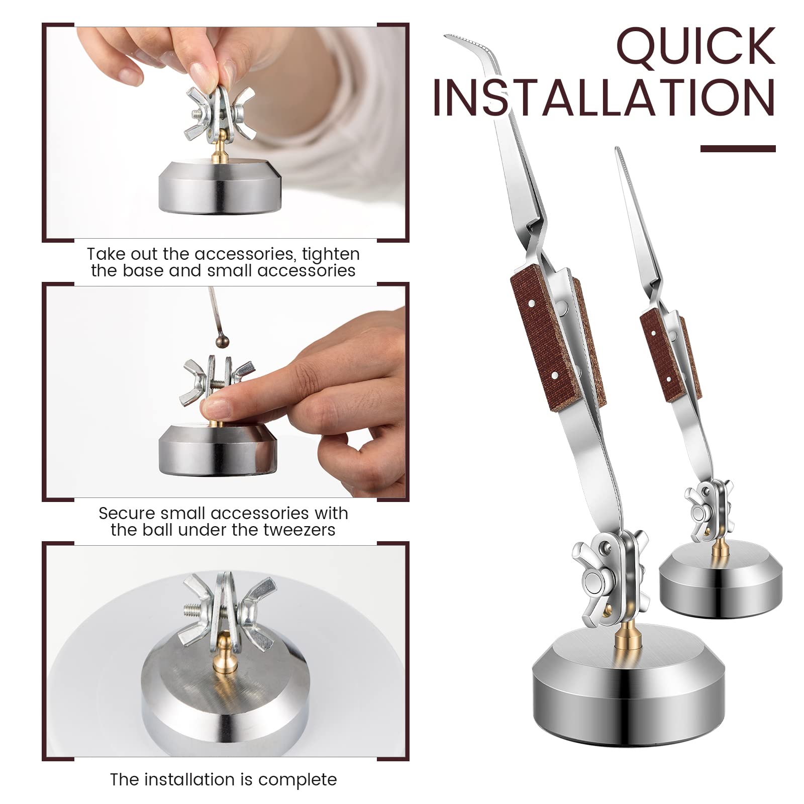Lanties straight tip welding tweezers ideal for precise component placement.