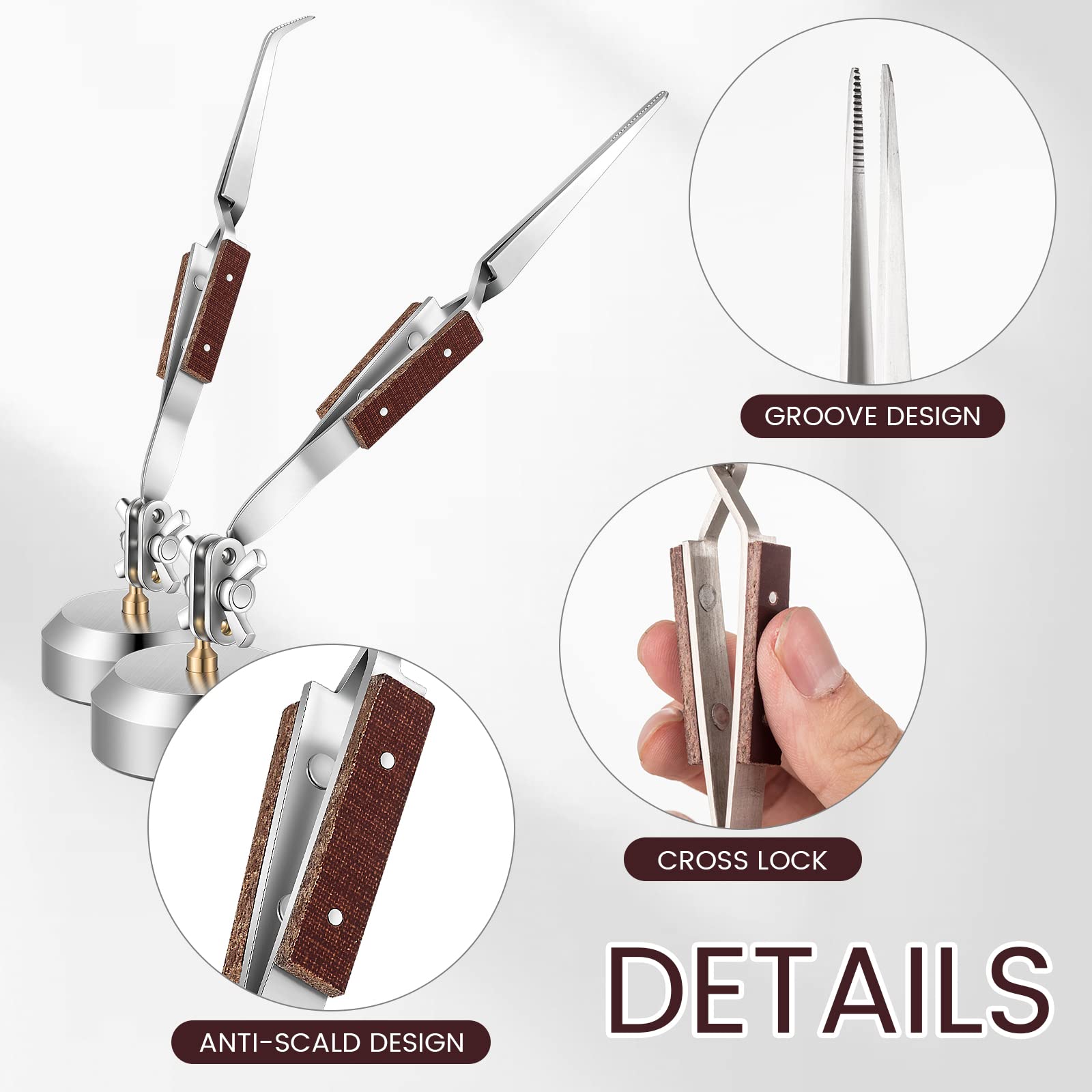 Lanties curved welding tweezers offer versatile grip for unique angles.