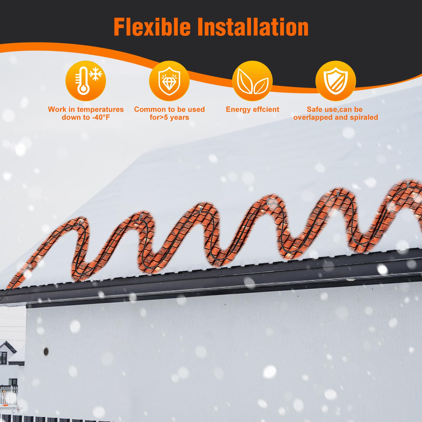 LantingMing heat tape on roof gutter edge helps stop ice dams.