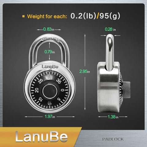 LanuBe lock front dial view shows easy three-digit access for lockers.