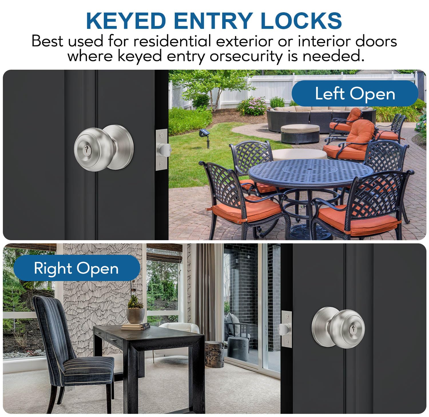 Lanwandeng interior satin nickel keyed knob with smooth operation for indoor doors