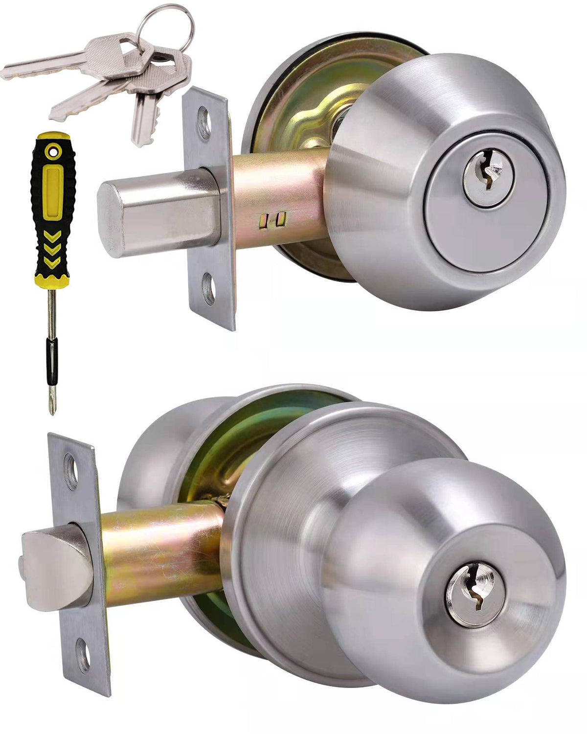 Lanwandeng all keyed entry knob and deadbolt for secure front-door entry