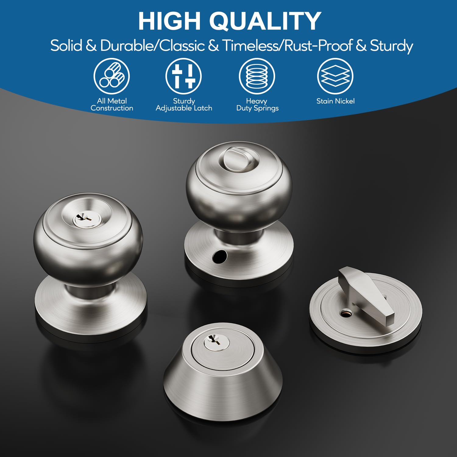 Lanwandeng satin nickel finish resists corrosion with durable exterior hardware.