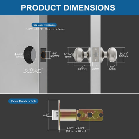 Lanwandeng adjustable backset diagram for 2-3/8 and 2-3/4 inches