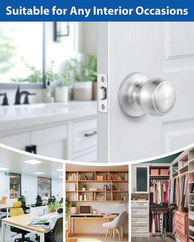 Lanwandeng flat ball style knob close-up highlighting satin-nickel finish.
