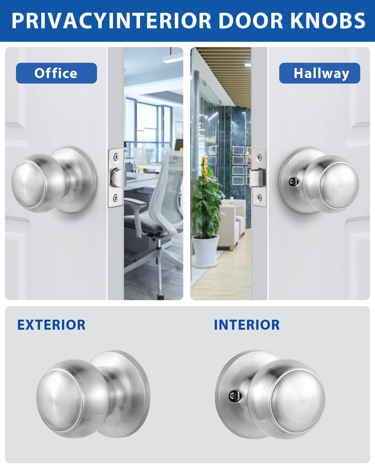 Lanwandeng interior door knob for hall closets in satin nickel.