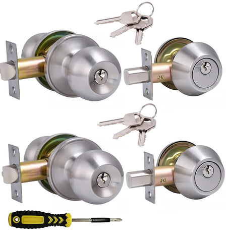 Lanwandeng keyed-alike entry knob and deadbolt set for simplified single-key access.
