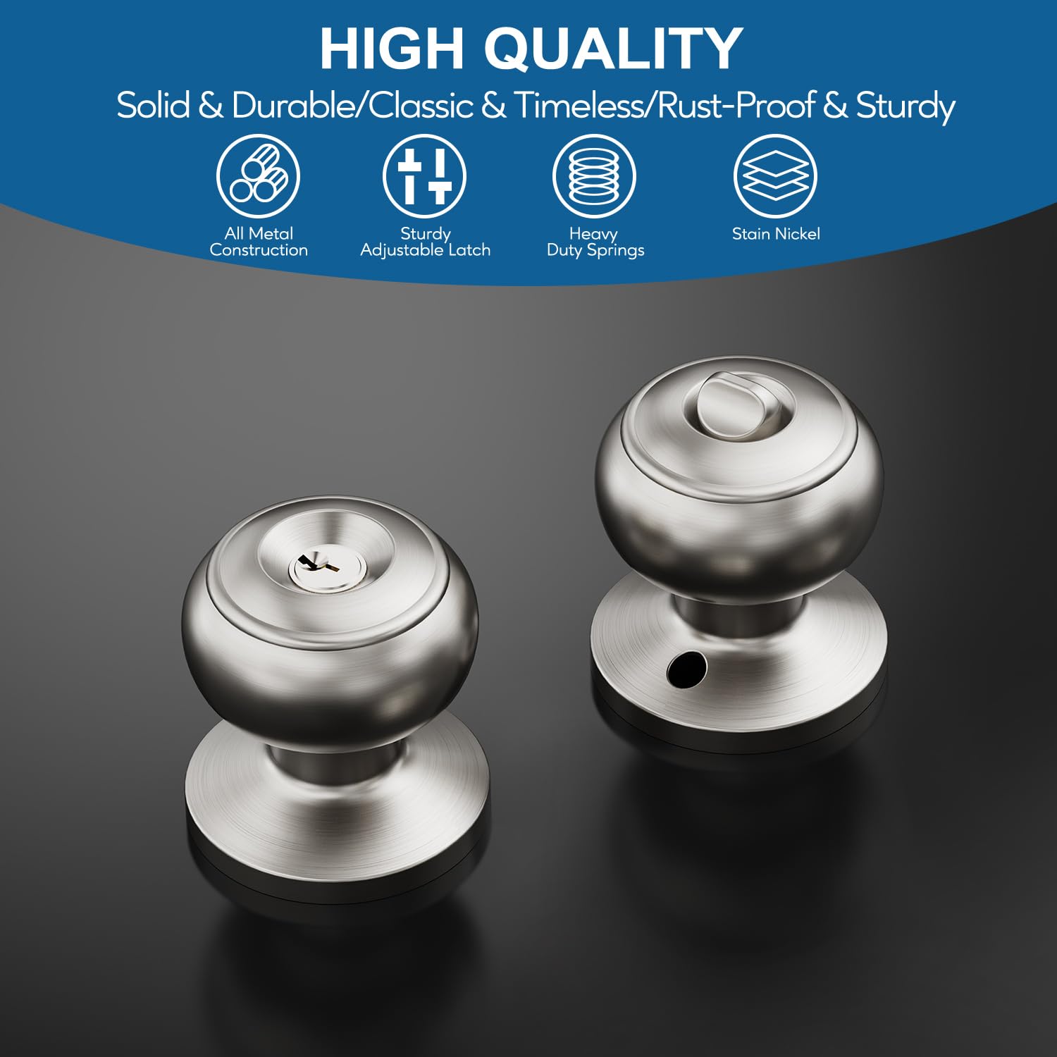 Close-up of Lanwandeng satin nickel finish emphasizing durable look and corrosion resistance