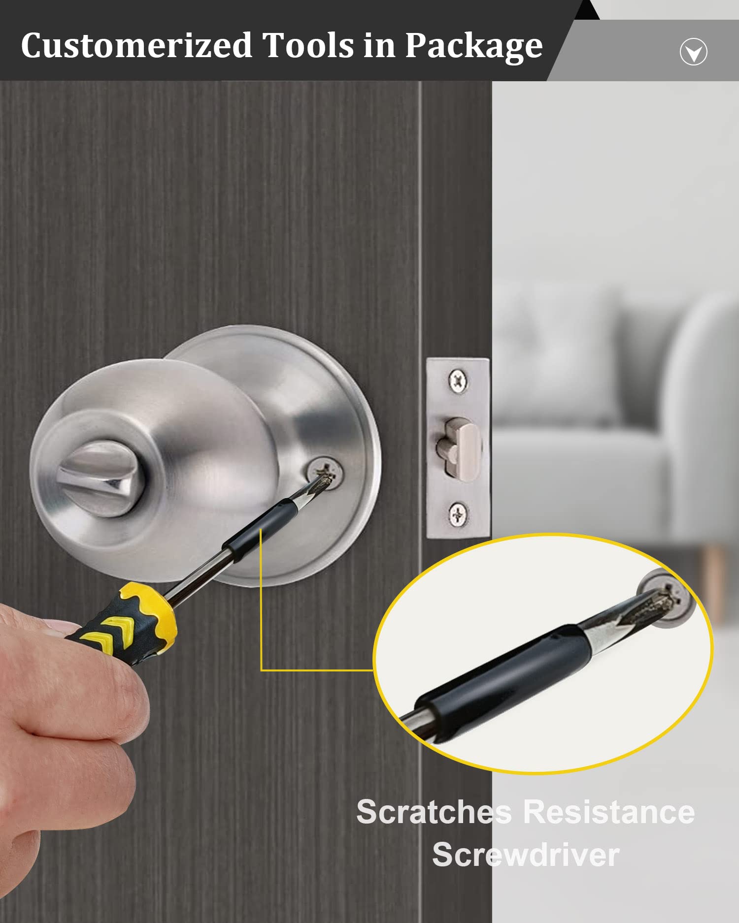 Lanwandeng satin-nickel round door knob with modern exterior finish.