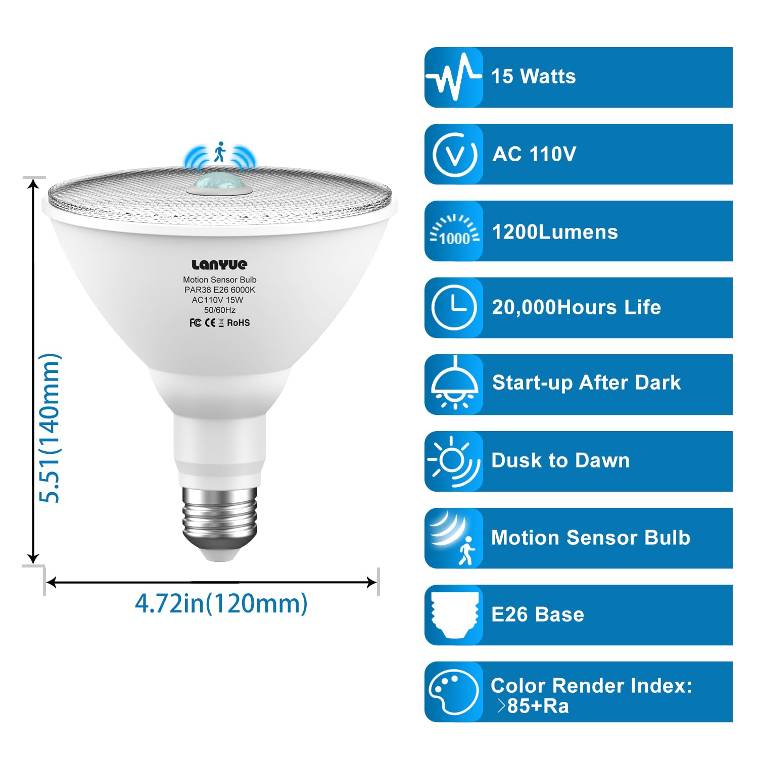 LanYue dusk-to-dawn sensor bulb outdoors saves energy while lighting paths at night.