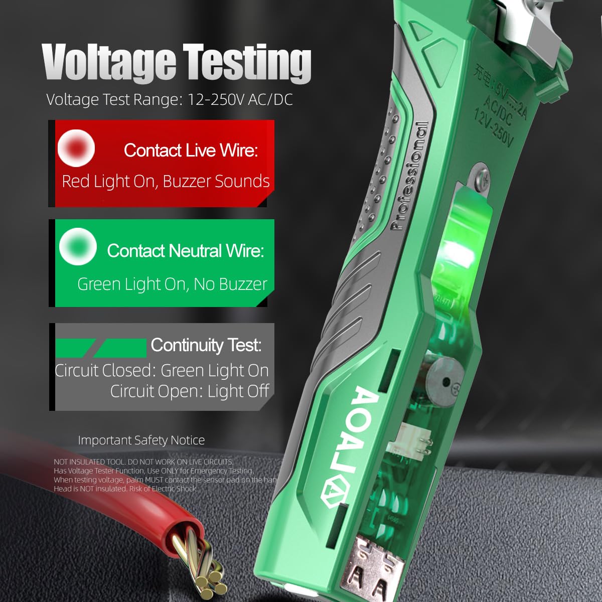 LAOA USB-C charging port visible for rechargeable power on site.