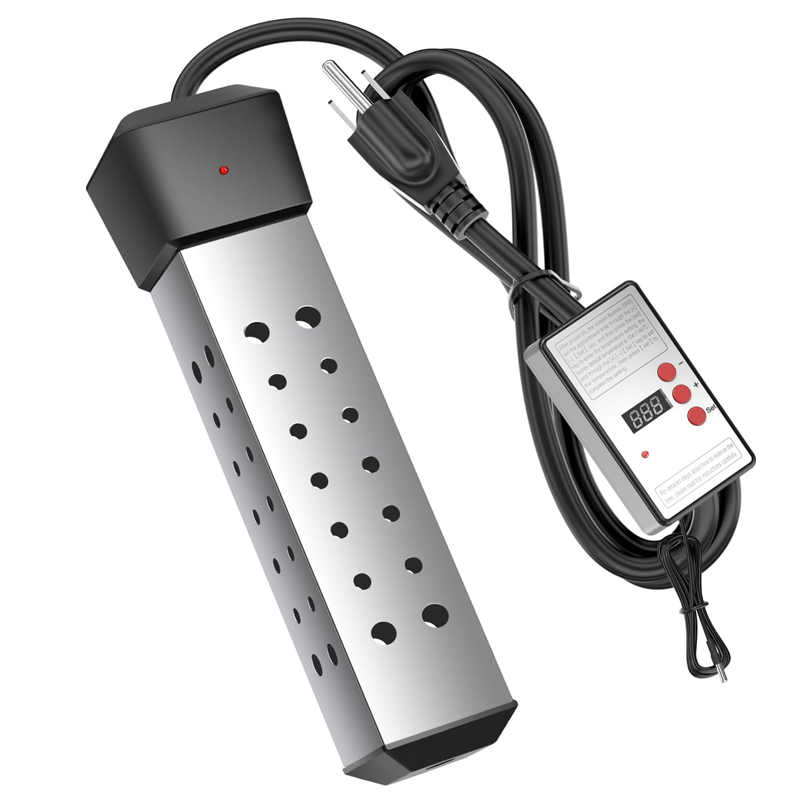 Laoaivena 2000W immersion heater with real-time display heats bath water quickly.