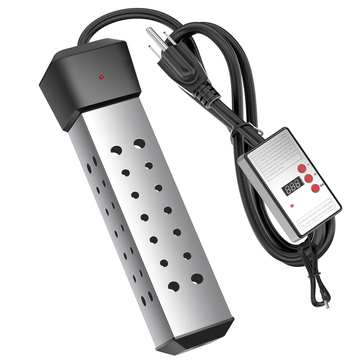 Laoaivena 2000W immersion heater with real-time display heats bath water quickly.