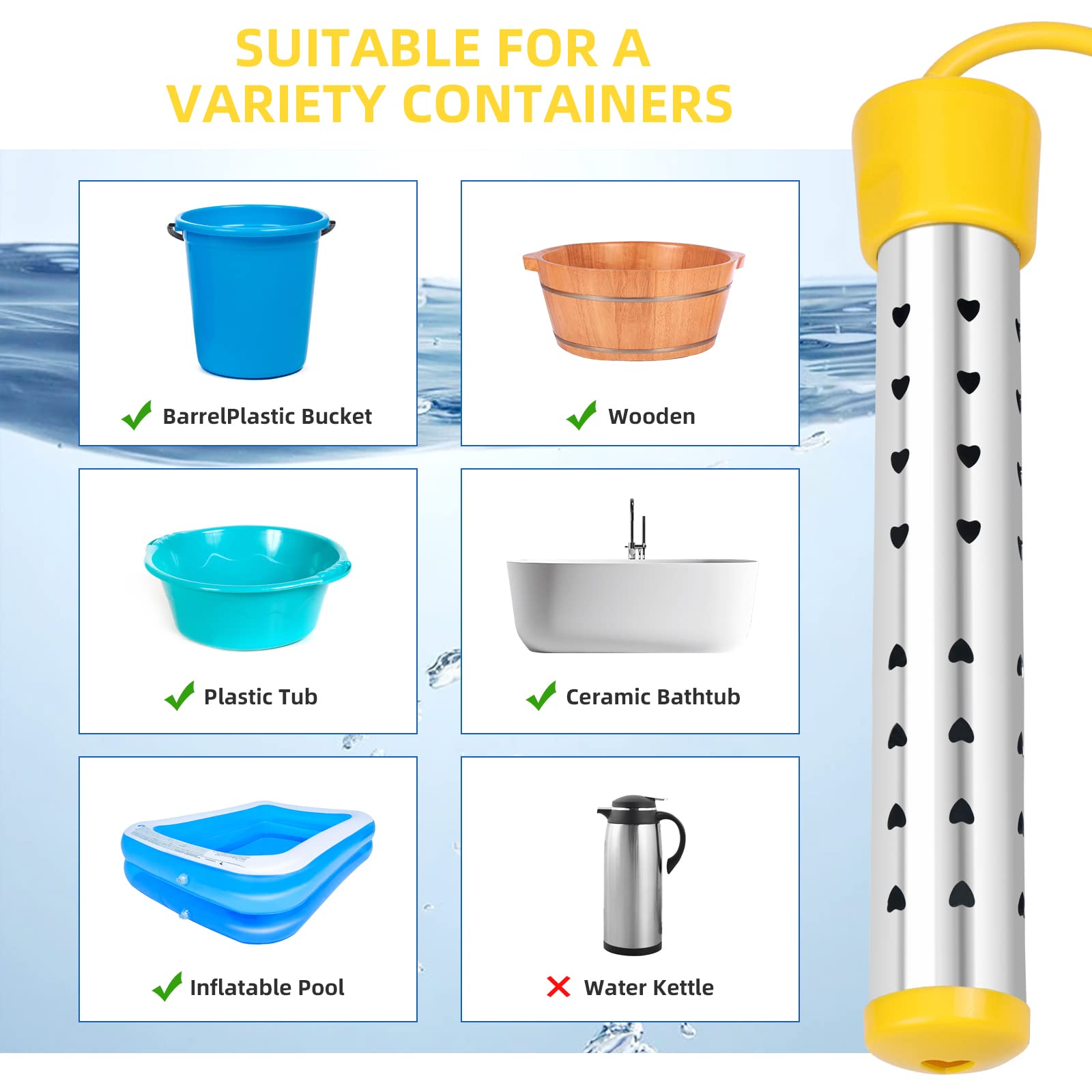 Laoaivena portable heater ideal for bathtubs, buckets, and camping use