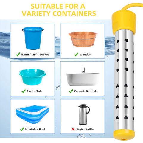Laoaivena portable heater ideal for bathtubs, buckets, and camping use
