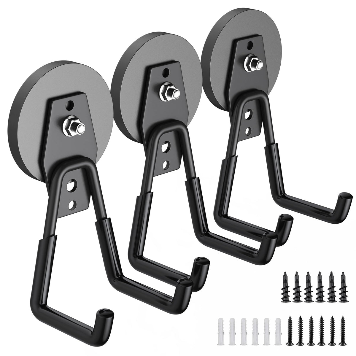 Laowu 3Pcs magnetic hooks mounted on wall showing clutter-free space and quick accessibility.