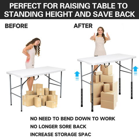 Laowu adjustable heights show 3.6 and 5.2 inches for comfort.