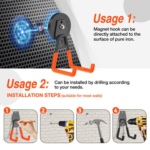 Laowu easy-install magnetic hook sticks to metal surfaces without tools.