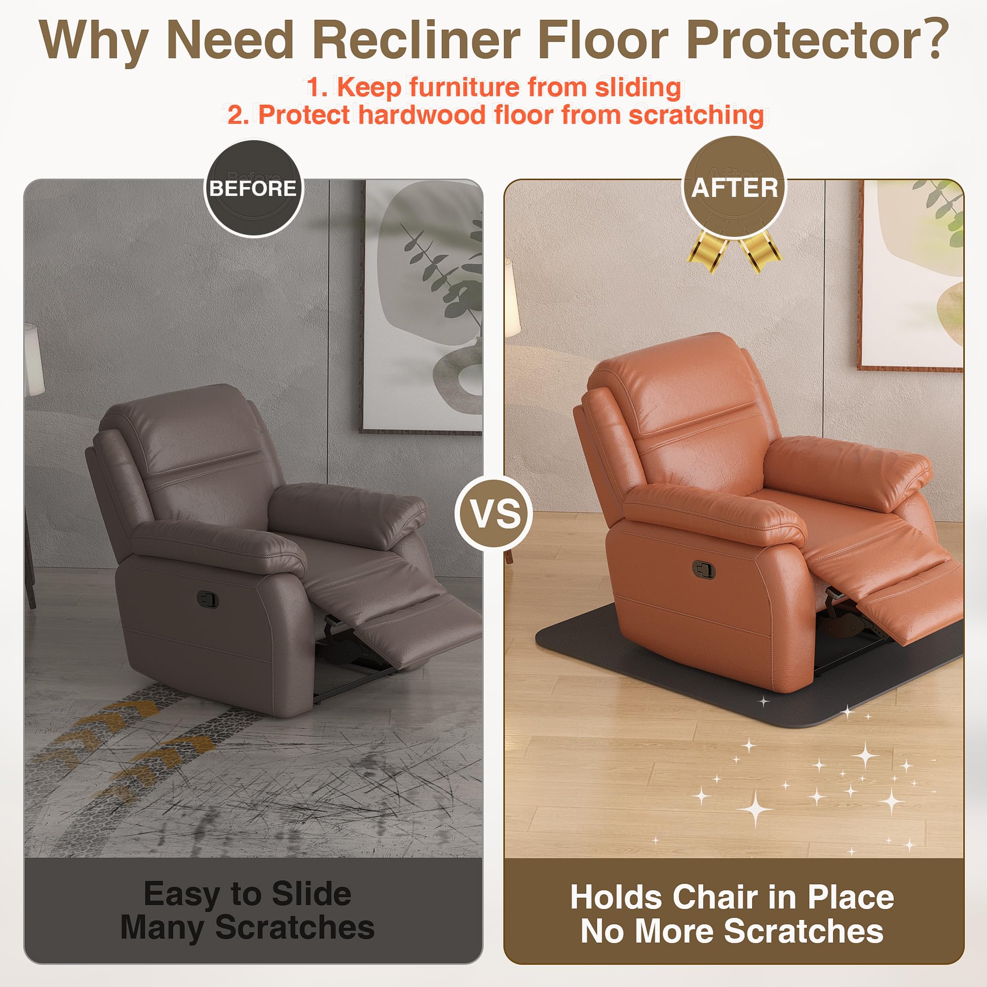 Laowu non-slip recliner pad with ribbed texture prevents sliding.
