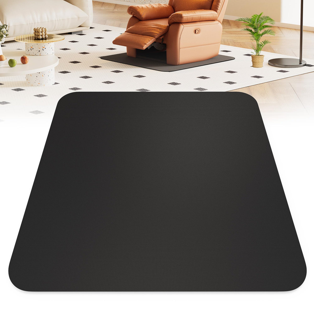 Laowu recliner floor protector in 30x30 square keeps hardwood floors safe.