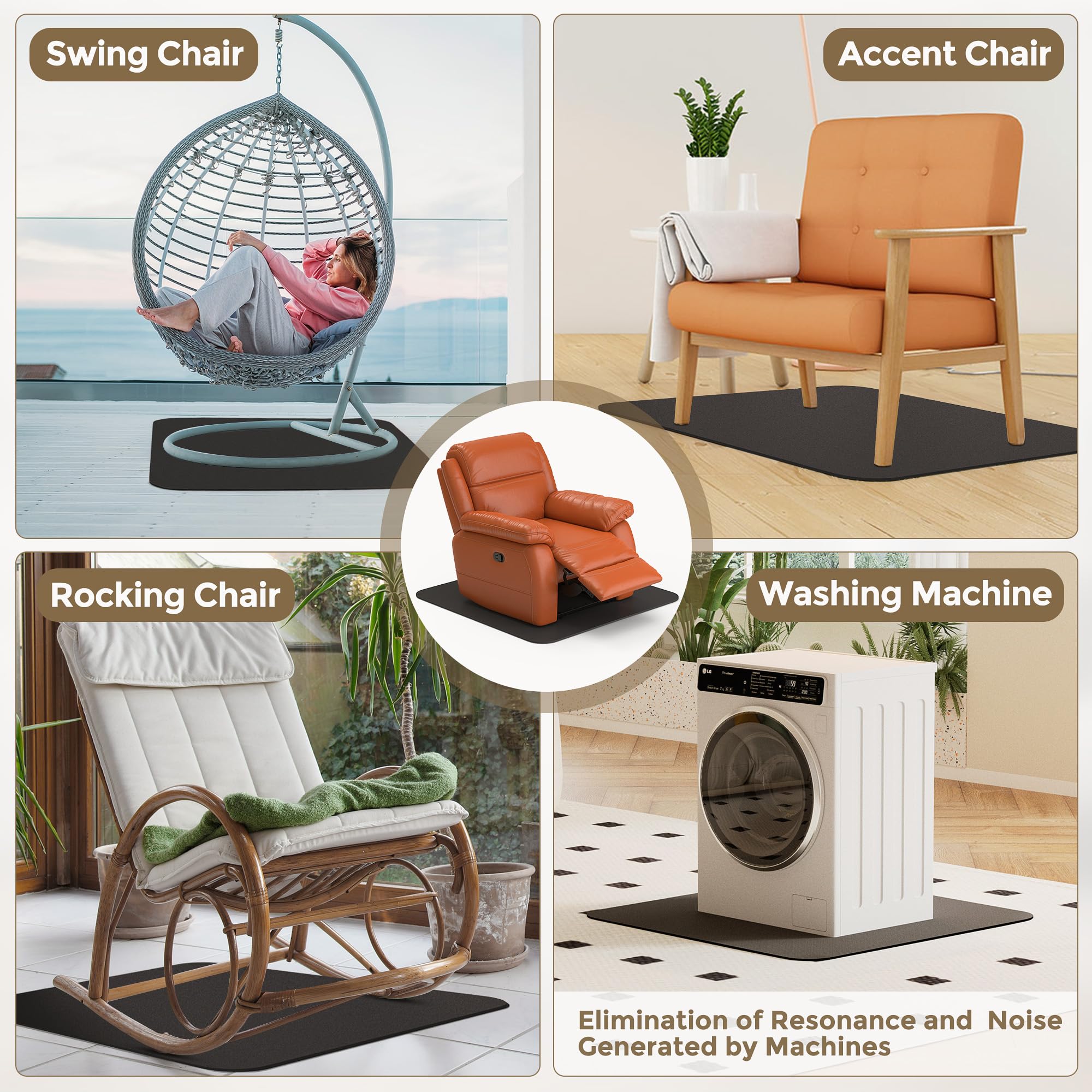 Laowu versatile recliner pad works on wood, vinyl, carpet and tile.