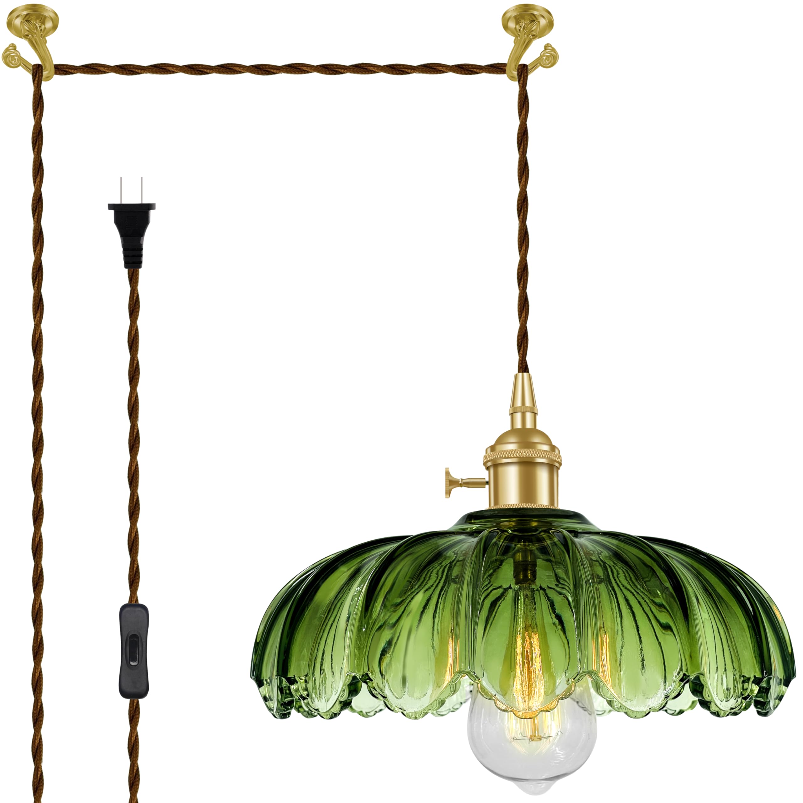 Laphivieh Green Lotus glass pendant lighting above kitchen island for warm ambient glow