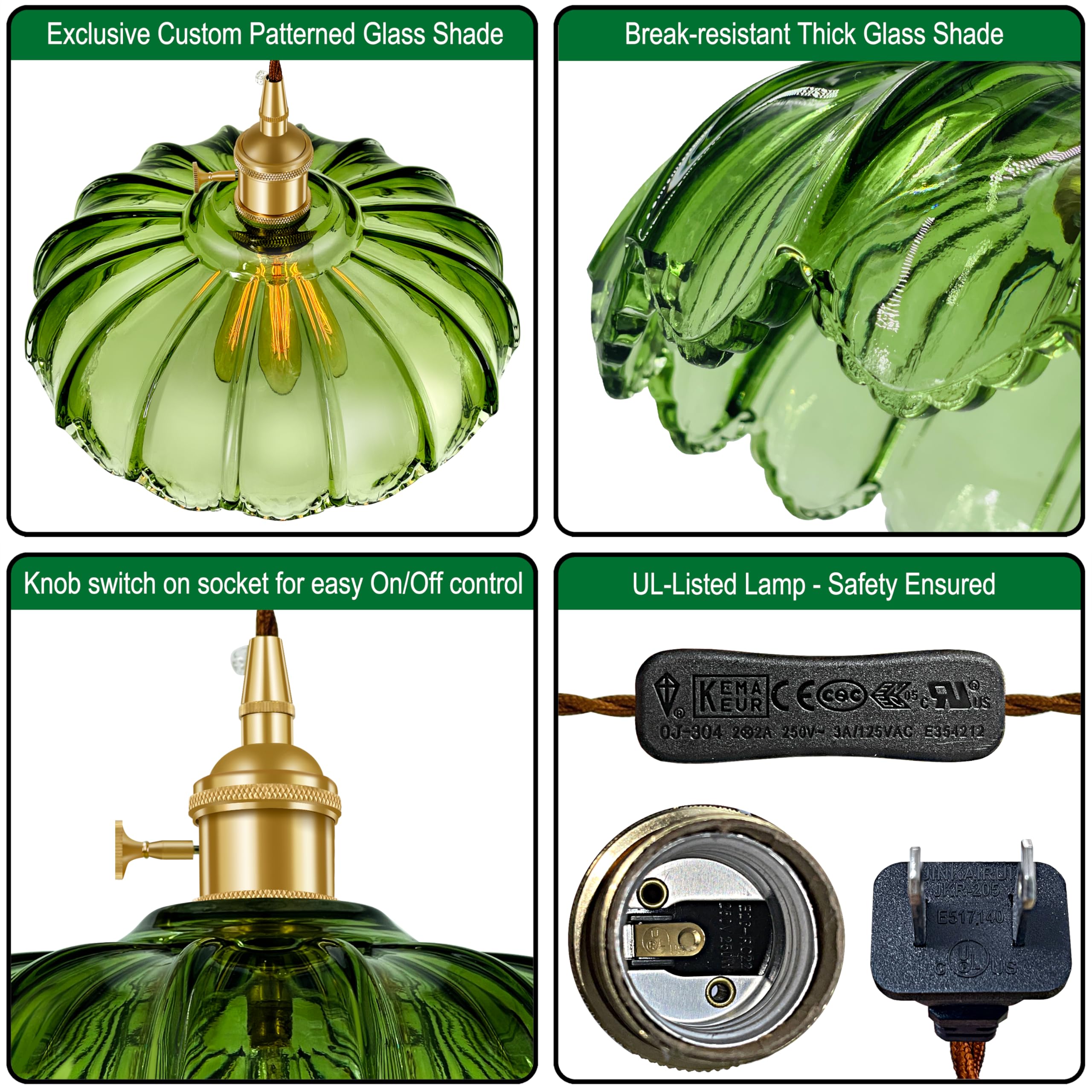 Laphivieh Green Lotus pendant cord with adjustable height feature