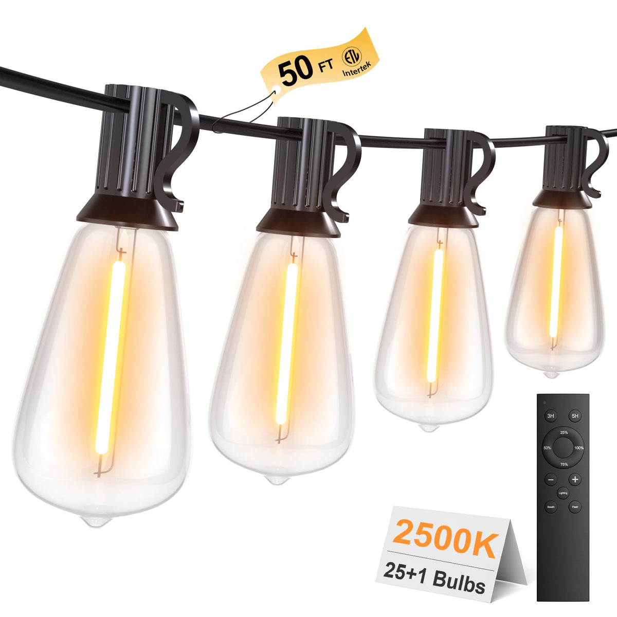 LaPitio 50ft outdoor string lights with remote for effortless control.