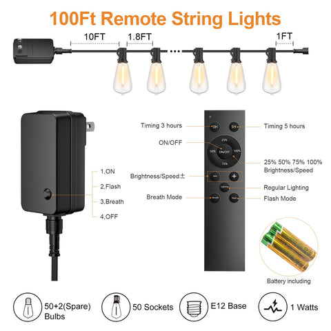 LaPitio remote control in use showing 50ft reach for outdoor lighting