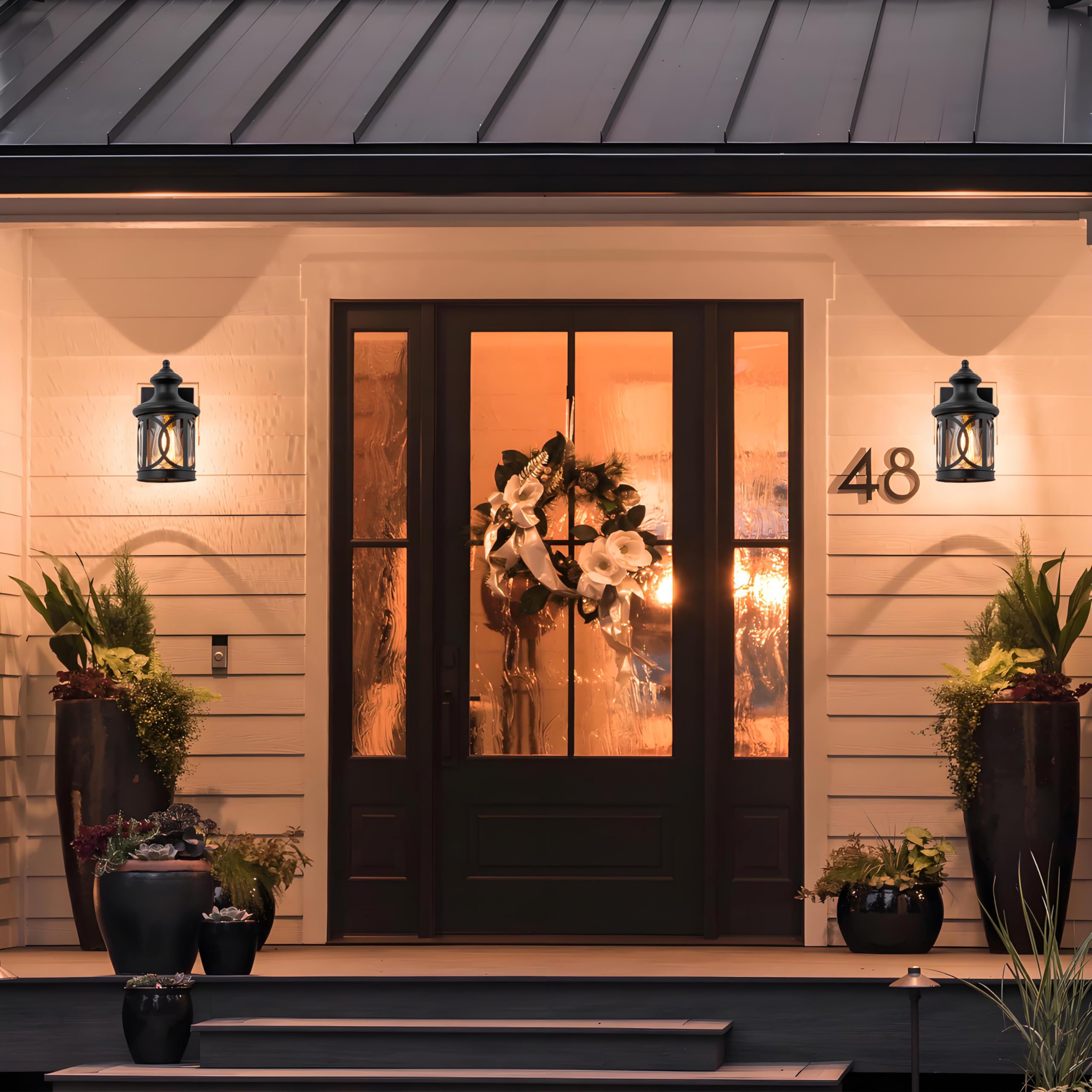 Laplusbelle outdoor wall light installed with included mounting hardware.