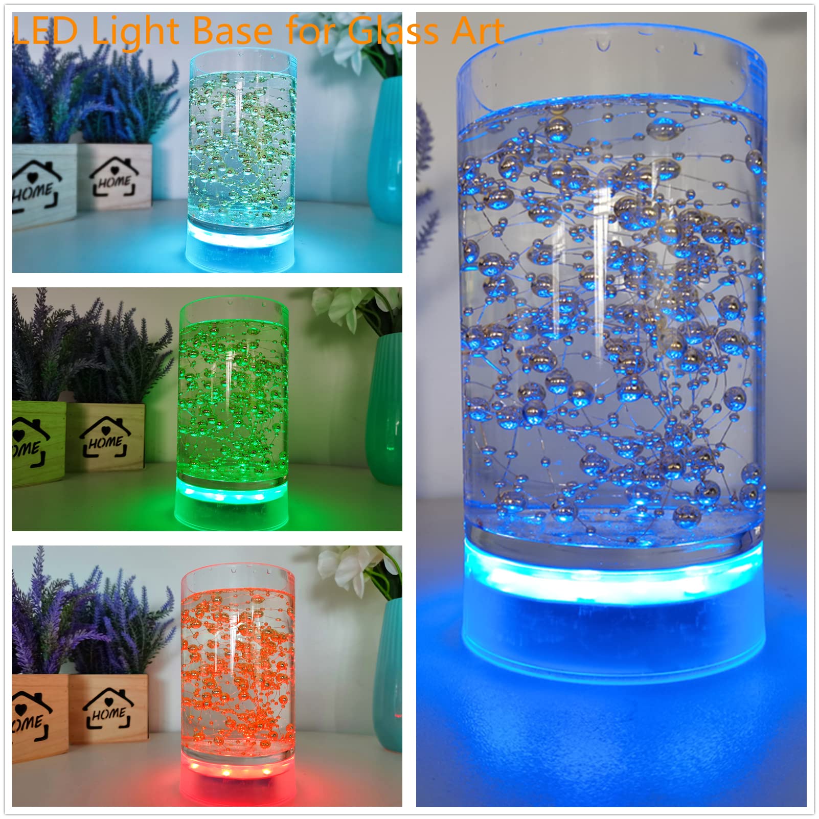LARDUX base lighting a glass art piece with ambient illumination