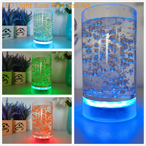 LARDUX base lighting a glass art piece with ambient illumination