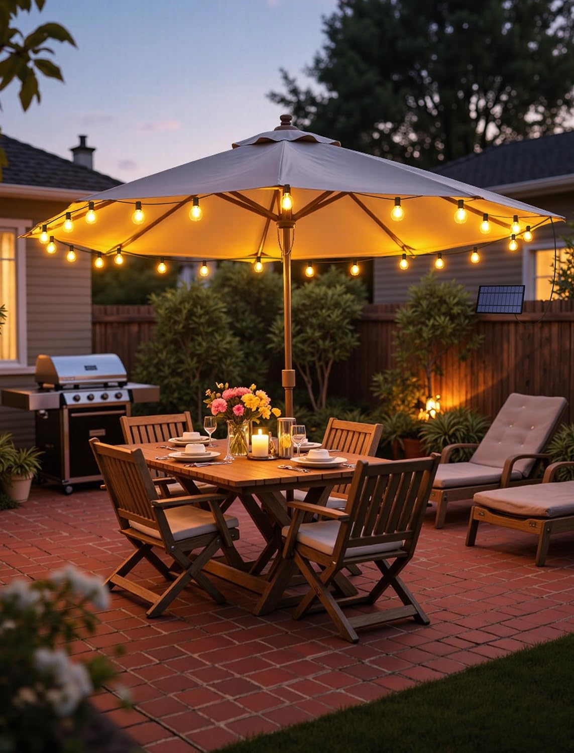 Larkvue warm white 2700K glow enhances patio ambiance