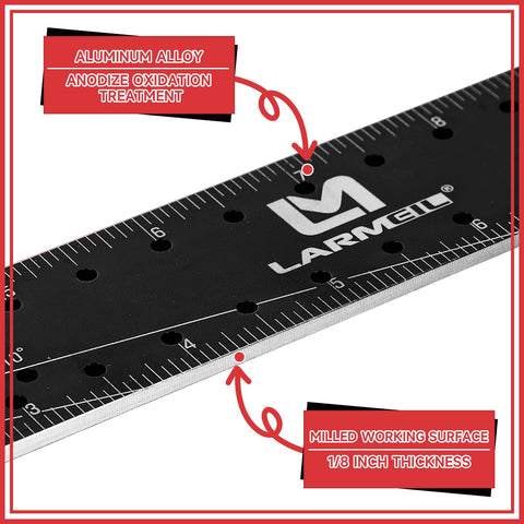LARMEIL anodized ruler body adds durability under tough environments and frequent handling.