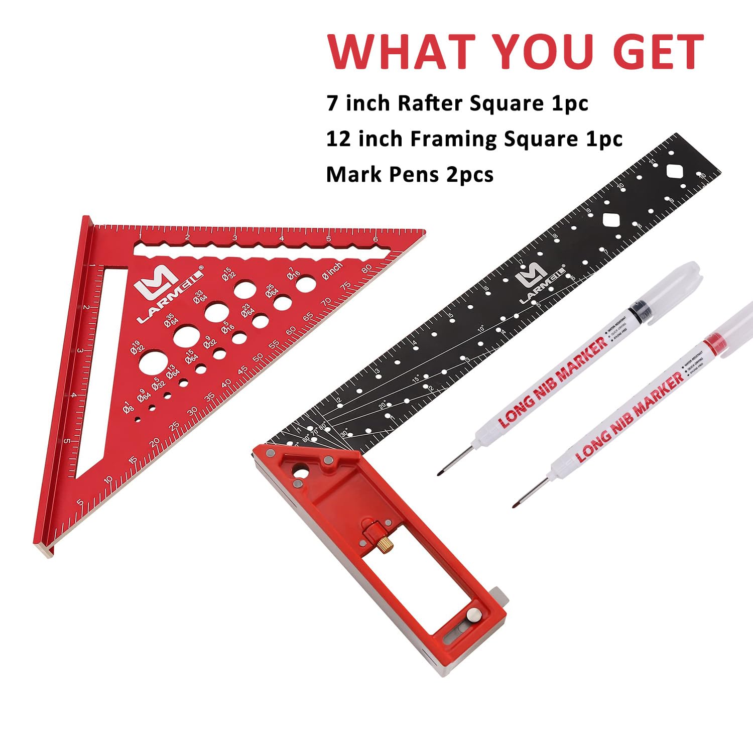 LARMEIL multiuse woodworking tool supports cutting measuring and layout