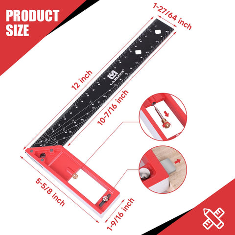Retractable ledge feature enables flexible layout measurements.