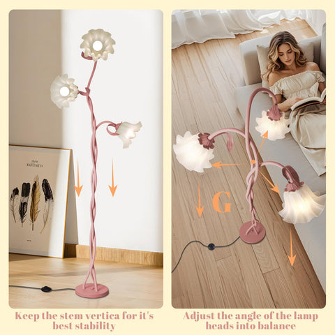 Larnix acrylic flower shades add a charming mid-century aesthetic to rooms.