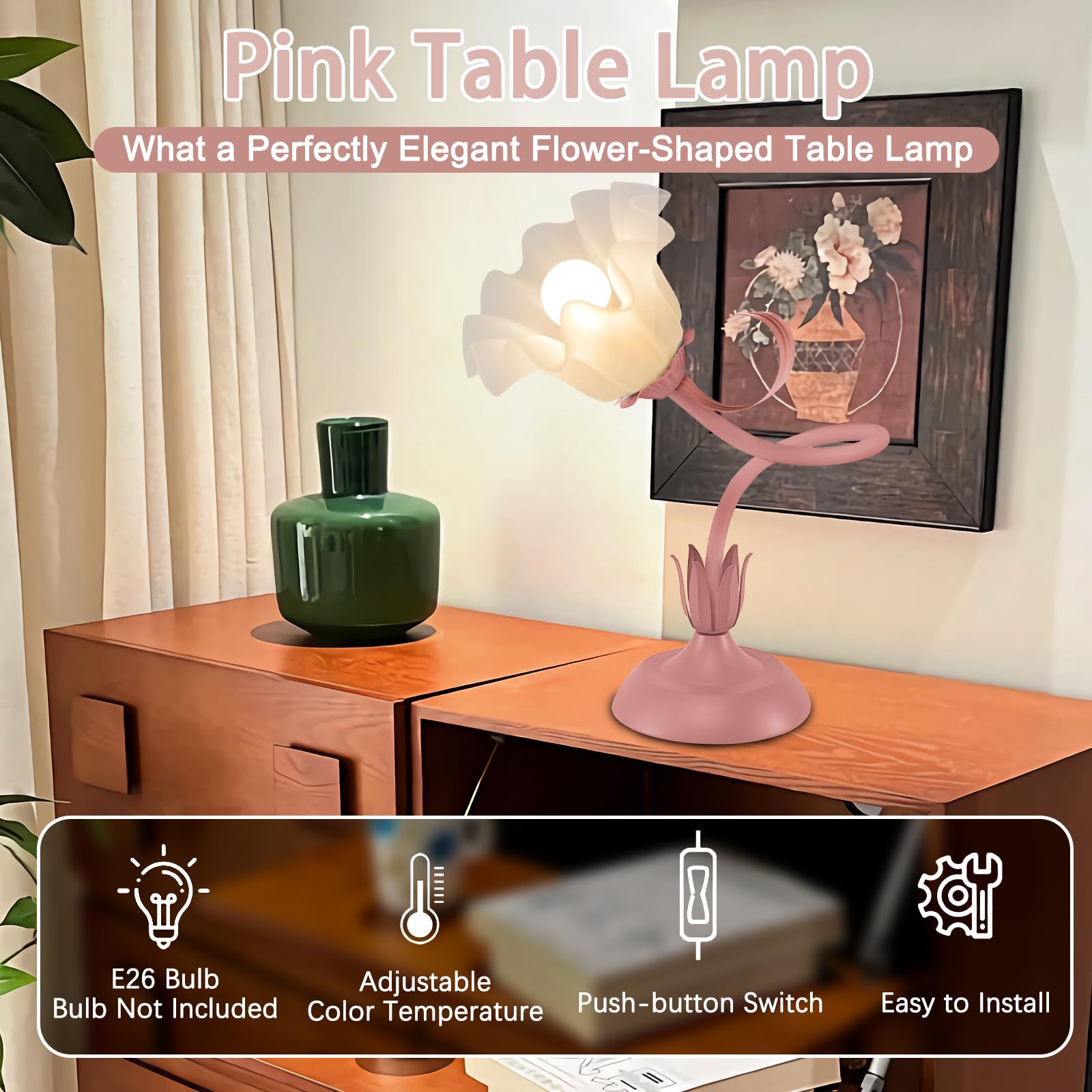 Larnix bedside lamp with E26 LED bulbs for energy-efficient lighting