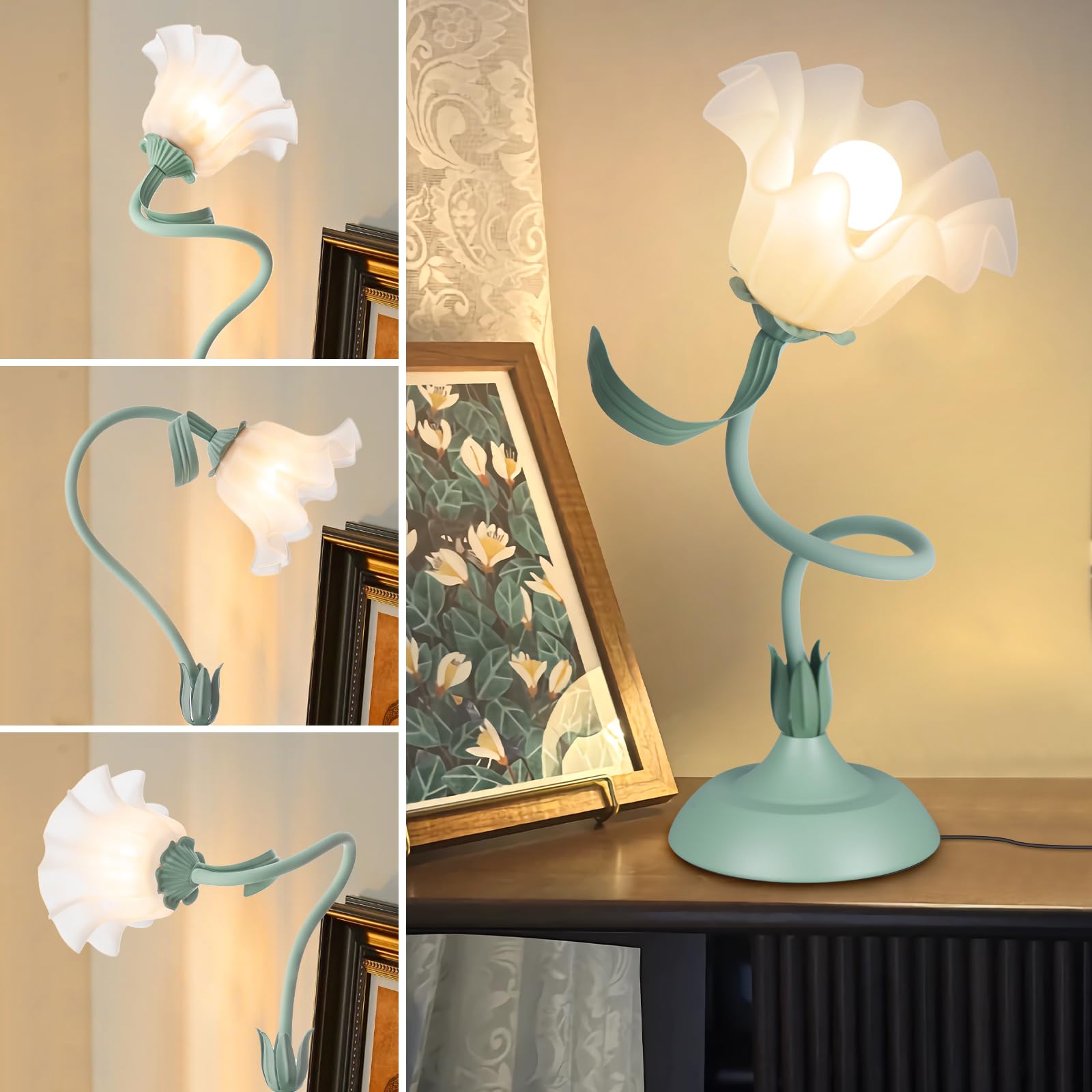 Larnix floral table lamp with warm neutral cool temps for versatile mood lighting