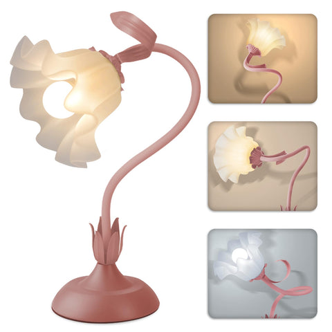 Larnix flower table lamp with lily valley motif provides soft bedside reading light