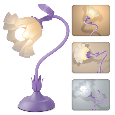 Larnix flower table lamp with gooseneck for flexible reading light.