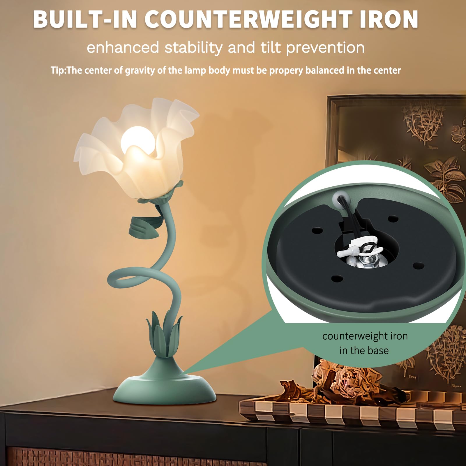 Larnix vintage Tiffany style floral lamp adds artful charm to any room